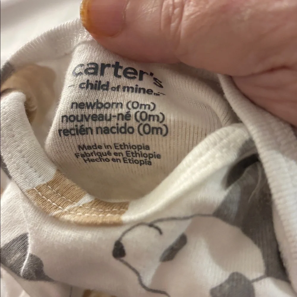 Carter's Animal Print Bodysuit in Cream and Brown newborn